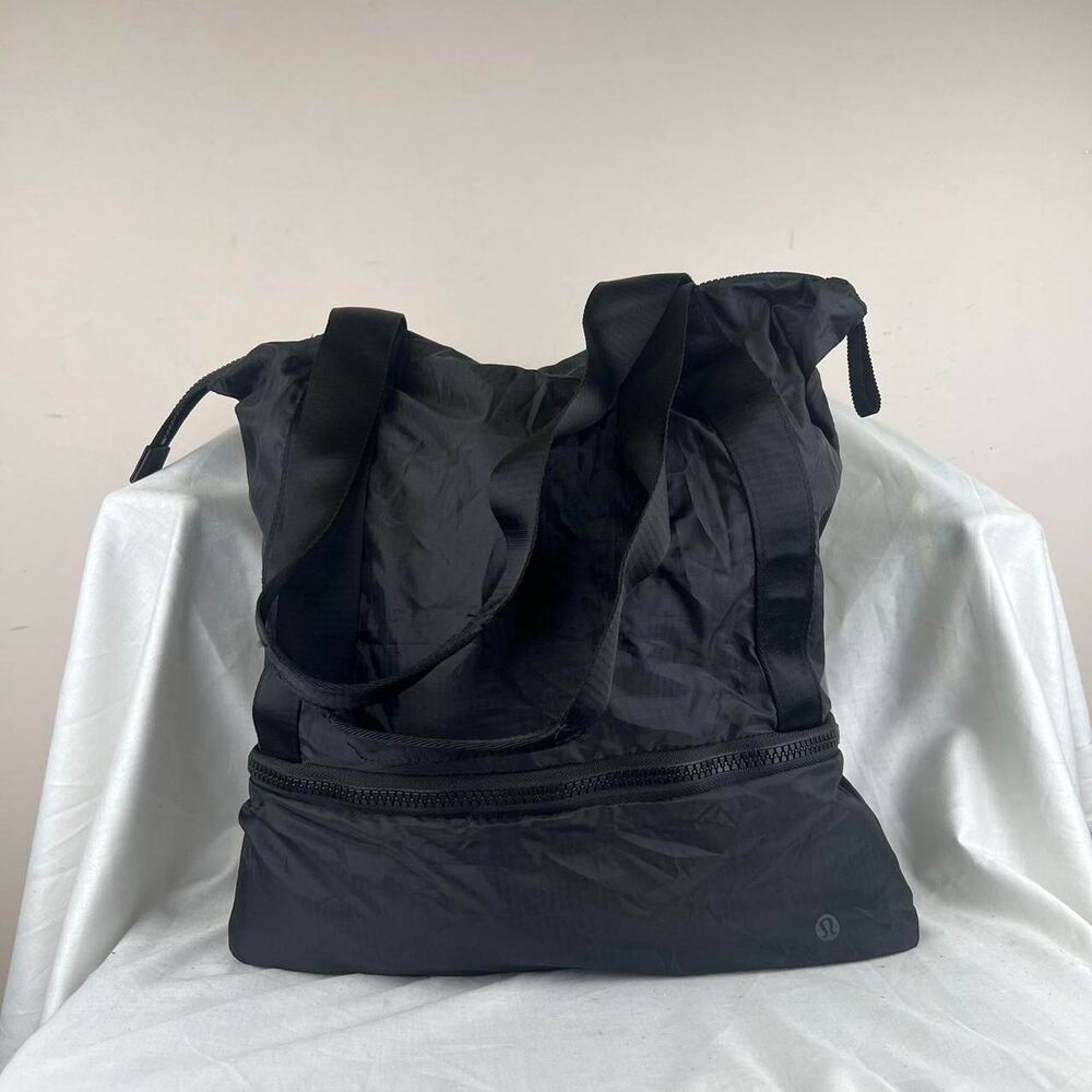 Lululemon Black Gym Laptop Tote Weekender Double Handle Shoulder Bag Large